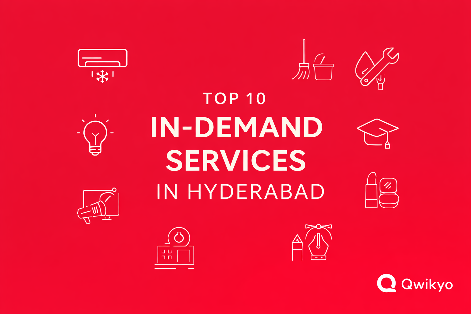 Icons representing various services like cleaning, tutoring and design